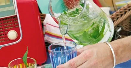 Шипучий коктейль з яблука, бузини та м’яти