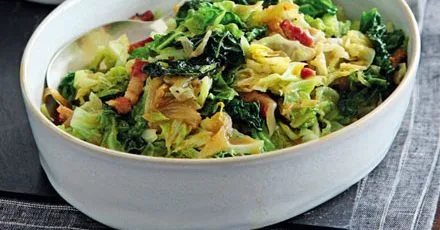 Cabbage with bacon & onions