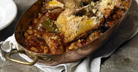 Cassoulet of bacon & Toulouse sausage with confit pheasant