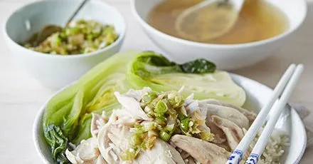 Chinese poached chicken & rice