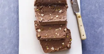 Chocolate, pistachio & nougat semifreddo