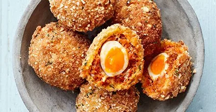 Chorizo scotch quail’s eggs