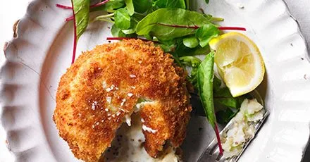 Hake fish cakes with mustard middles
