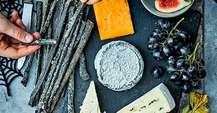 Halloween cheeseboard with creepy crackers
