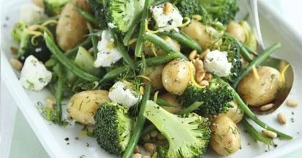 Lemony potato, broccoli & goat’s cheese salad