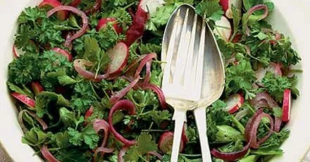Parsley, radish & red onion salad