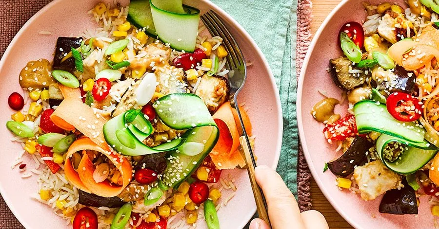 Peanut butter rainbow rice