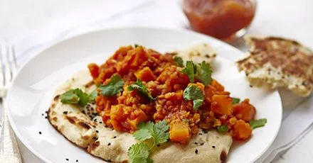 Red lentil & squash dhal