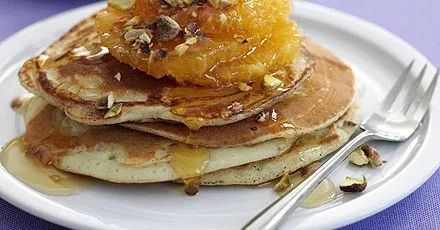 Ricotta pancakes with oranges & honey
