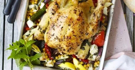 Roast chicken with peppers & feta