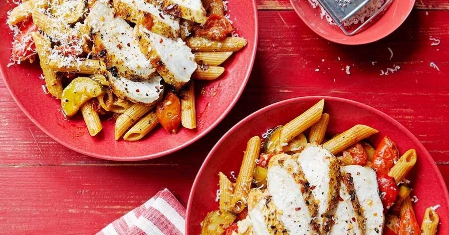 Roasted summer veg & chicken pasta