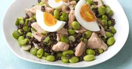 Salmon & soya bean salad