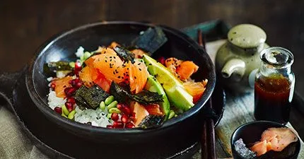 Salmon sushi salad