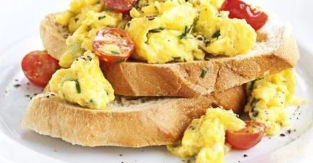 Scrambled omelette toast topper