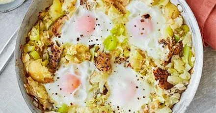 Копчена макрель з поре та хріном