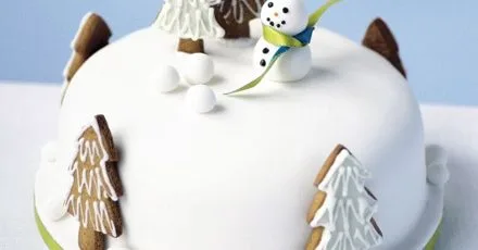 Snowman in the garden cake