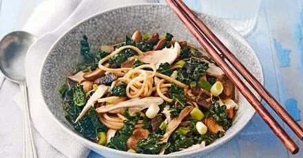 Soupy chicken & mushroom noodles