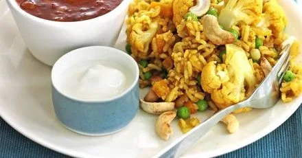 Spiced rice & lentils with cauliflower