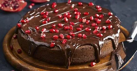 Squidgy chocolate & pomegranate torte