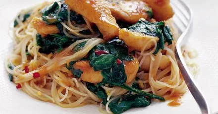 Sticky chicken & blood orange stir fry