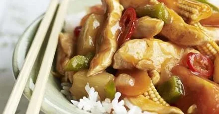 Кисло-солодка курка з овочами