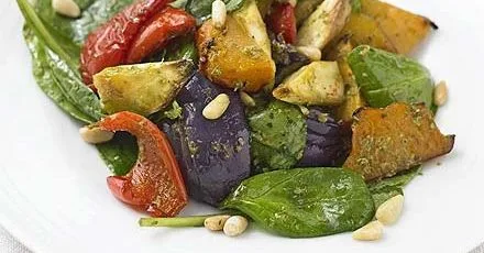 Warm pesto roast veg