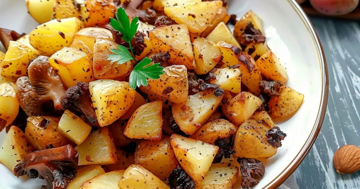 Гриби зморшки, смажені з картоплею та цибулею